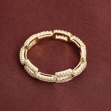 1 pièce Bague exquise pour femme avec design de chaîne et incrustation de zircone cubique - Multicolore - Voir 6