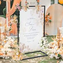 Roll Up BannersElegant Wedding Sign Stand HolderBlack Heavy Duty Metal Wedding Welcome Sign Stand For ReceptionWelcome To Our Wedding Hanging Sign Stand - Perfect For Seating Chart Posters And Decor - Black - View 6
