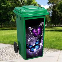 1 buah Stiker Tempat Sampah Kupu-kupu Ungu dan Biru Mengkilap - Perekat PVC, Tahan Air dan Dapat Dilepas, Cocok untuk Hiasan Dinding dan Dekorasi Ajaib - A - View 7