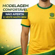 Yellow Dry Fit T-Shirt Of The Brazilian Men's National Team With A Round Neck And Short Sleeves, A Basic Outfit For Football Fans At Parties. - 黃色 - 查看 4