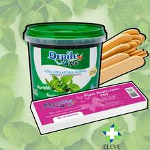 Kit Cera Depilatória Hidrossolúvel 600g Depile Plus + 20 Unidades Papel Depilatório + 15 Unidades Espátula de Madeira Resistente Depilação Cera Quente - Hortelã - Visão 2