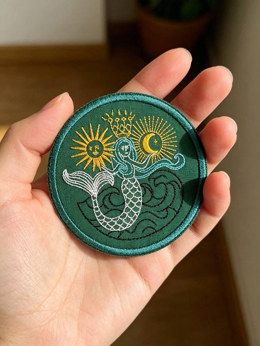 1 buah Patch Bordir Trilobita Prasejarah & Putri Duyung, Arthropoda Punah Gaya Punk, Cocok Untuk Penggemar Fosil, Dapat Digunakan Untuk Disetrika/Dijahit Pada Jaket, Celana, Tas Tangan, Ransel Dan Topi, Stiker Patch Paleontologi Punk Rock