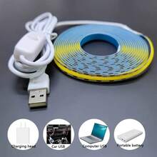 LQHZMYY 0.3 Meters To 5m Flexible COB LED Light Strip With Physical Button Switch And Adhesive Backing, Self-Adhesive Backplate For Easy Installation, Cuttable To Any Length, Suitable For Mirror, TV Backdrop, Picture Frame, Cabinet, Home Decor, DIY Lighting And Office Decoration - Pure White Light - View 8