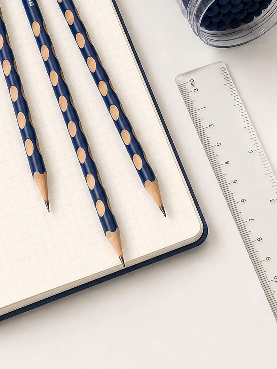 30pcs Triangular HB Graphite Pencils With Hole Design For Grip Adjustment, Back To School Student Gift, Suitable For Classroom, Teacher And Office Supplies - Triangular Rod Hole Pen - View 1