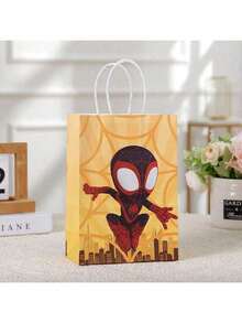 Marvel 1set/8pcs , Super Game Spider Man And His Friends Gift Bag, Cartoon Themed Candy Bag, Party And Holiday Birthday Decoration Bag, Featured Spider Man Merchandise - A Cute Party Gift Bag Suitable For Birthday Events And Celebrations, - Multicolor - View 4