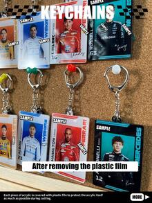 F1 Racing Car Keychain, F1 Sports Car Keychain, F1 Keychain, Racing Car Keychain, Keychain Accessories, RUS, ANT, VER, LEC, NOR, PIA, SAI, ALB, Bag Pendant, 2D Cartoon Character Gift, Suitable For Fans, Birthday Gift, Keychain, Car Keychain And Packaging Decoration, Backpack And Interior Decoration - Please Remove the Protective Film Before Use. - View 6