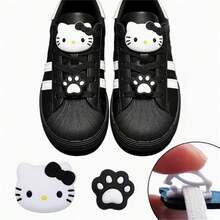 SANRIO Lace Buckle Black And White Powder Dual Color Silicone Shoe Buckle Adorable Cat Paw Decorative Buckle Universal Accessory For Sneakers And Casual Shoes Footwear Accessories - Multicolor - View 5