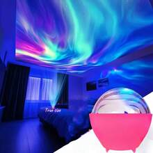 LED極光投影燈 - RGB水波紋星空夜燈附遙控器,USB充電式氛圍燈,適用於臥室、派對、電競及兒童禮物,營造夢幻極光天空,完美適合放鬆與裝飾 - 彩色光 - 查看 2