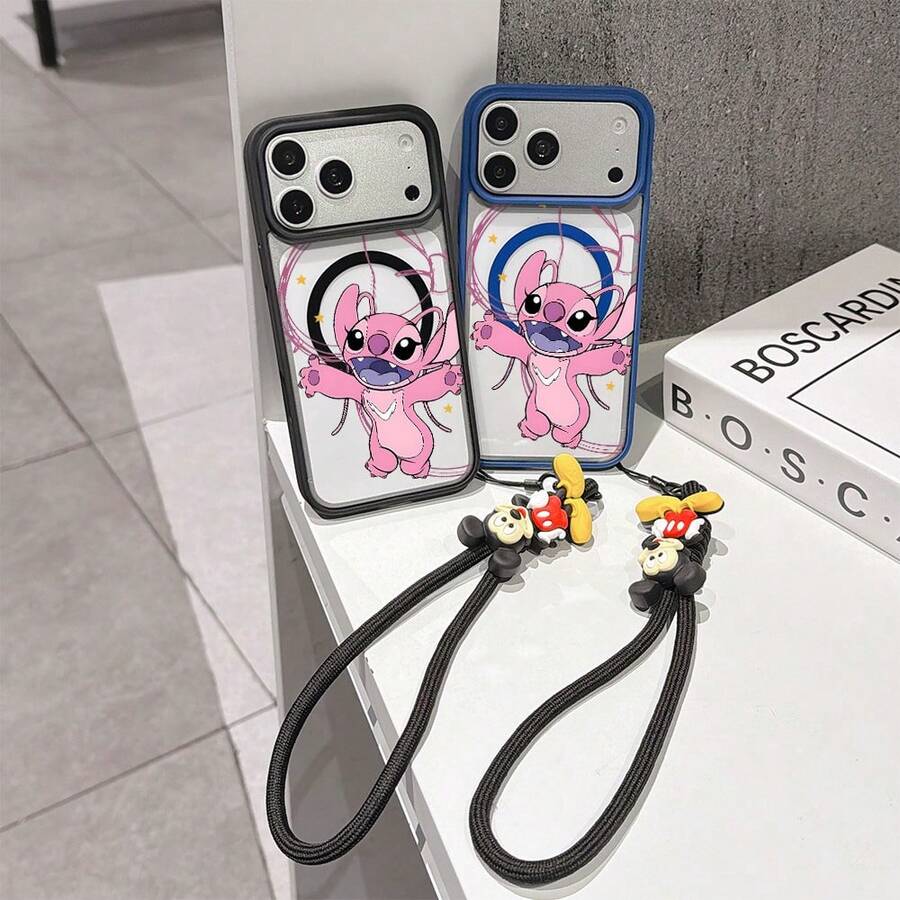 This Disney Mickey Mouse Pattern Lanyard Phone Case Features A Strong Magnetic Closure And Full Coverage Of Acrylic And TPU Material. It's Shockproof, Lightweight, And Suitable For IPhone17/16/11/13/15/15 Plus/15 Pro/15 Pro Max/12/14 Pro Max/11 Pro Max/12 Pro/12 Pro Max/13. It's A Popular Birthday Gift, Business Gift, Durable, Stain-Resistant, And Fingerprint-Resistant New Phone Case For Men And Women. It Also Includes A Mickey Mouse Phone Case And Mickey Mouse Doll Bracelet. Compatible With SamsungGalaxy S20, S21, S22, S23, And S24 Series. It's The Perfect Gift For Friends And Family. This Stylish Phone Case Is Fun, Lightweight, And Durable. IPhone17 Pro Max Phone Case, Minnie Phone Case. - Hồng - Xem 1