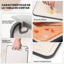 2 IN 1 Tabla de Cortar de Acero Inoxidable, Tablas para Picar Cocina de Doble Cara, Inoxidable 304 y Paja de Trigo PP sin BPA, con Afilador de cuchillos, Fcil de Limpiar, Apto para Lavavajillas - Plata 1 unidad - Ver 4