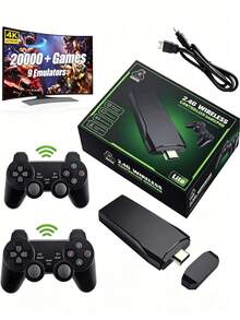 M8 Retro Game Console With 20000 Games, 64GB, Mini Video Game Console For TV With HD Connection Cable And 2 Wireless 2.4G Controllers - Black - View 11