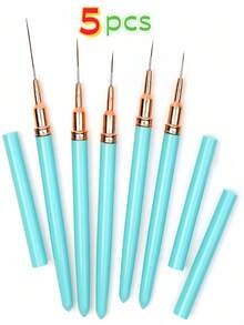 5 pièces/set - 1 pièce Stylo pour nail art à pointe ultra fine, convient pour les designs précis. Le stylo de conception artistique peut dessiner des lignes longues et des détails, tailles 4/8/12/20/25 mm - Noir - Voir 10