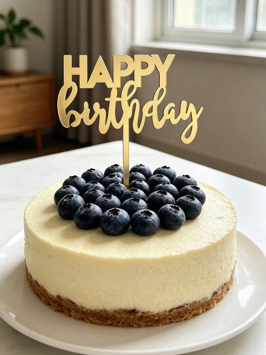 3 piezas Adorno de pastel de pie de PMMA dorado con tipografía dual Feliz Cumpleaños, combinación de mayúsculas negritas y cursiva elegante en dorado espejo, adorno multiusos para cumpleaños de niños y adultos, decoración de fiesta en casa y repostería - A - Ver 1