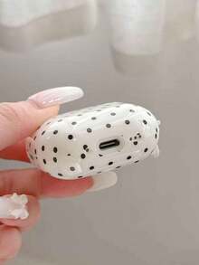 1pc Black/White/Pink/Blue/Pink Gray/Yellow Korean Style Minimalist Solid Color Small Polka Dot With Hanging Ring Earphone Case Compatible With Airpodspro3 New Airpodspro2 Protective Cover Pro Cute Apple Airpods4 Minimalist Airpods3 Personalized 1/2 Generation Girls Earphone Case Protective Cover - Multicolor - View 7