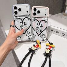 This Disney Mickey Mouse Pattern Lanyard Phone Case Features A Strong Magnetic Closure And Full Coverage Of Acrylic And TPU Material. It's Shockproof, Lightweight, And Suitable For IPhone17/16/11/13/15/15 Plus/15 Pro/15 Pro Max/12/14 Pro Max/11 Pro Max/12 Pro/12 Pro Max/13. It's A Popular Birthday Gift, Business Gift, Durable, Stain-Resistant, And Fingerprint-Resistant New Phone Case For Men And Women. It Also Includes A Mickey Mouse Phone Case And Mickey Mouse Doll Bracelet. Compatible With SamsungGalaxy S20, S21, S22, S23, And S24 Series. It's The Perfect Gift For Friends And Family. This Stylish Phone Case Is Fun, Lightweight, And Durable. IPhone17 Pro Max Phone Case, Minnie Phone Case. - Black - View 4