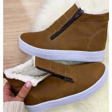 Women's Faux Fur Ankle Boot With Plush Lining - Rust Brown - View 1