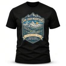 T-shirt unisexe avec graphique des montagnes de San Juan, Colorado--T-shirt de voyage - Noir - Voir 2