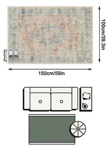 1pc Vintage Persian- Floral & Striped Bohemian Area Rug/Carpet/Bath Mat, Suitable For Bathroom, Kitchen, Entryway, Hallway, Bedside, Living Room, Bedroom, Machine Washable Soft Faux Wool, Home Decor - P - View 25