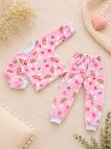Conjunto de Frio para Meninas Fleece - Multicolorido - Visão 2