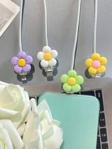 2 Transparent Flower Charger Protector Cases - Solid White - View 3