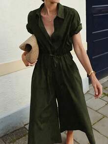 Mono Básico Casual de Color Sólido para Mujer - Verde - Ver 4