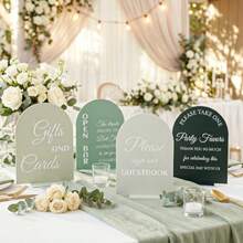 7547-4 Pcs Acrylic Wedding Signs For Reception And Ceremony, Wedding Signage Decor With Stand, 5x7 Inch Memory Favors Guest Book Sign Cards And Gifts Sign For Marriage Anniversary Ceremony - Green - View 3