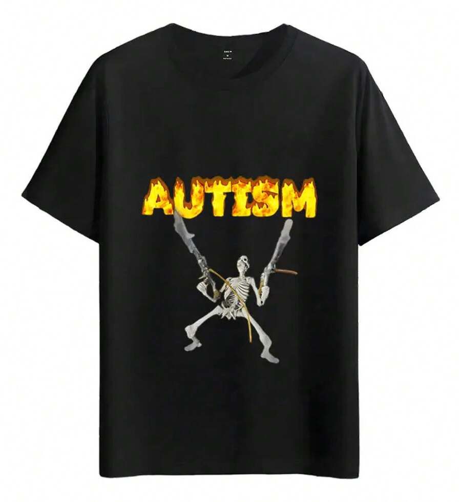 Tshirt Muscle Freaks Autismo Esqueleto Estilo Rockera - Negro - Ver 1