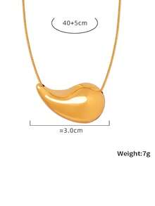 1pc Stainless Steel 18K Gold Plated Heart Pendant Necklace, Simple Daily Matching Accessory, Birthday Holiday Gift - Teardrop Pendant Necklace - View 9