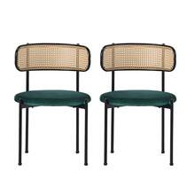 Velvet Dining Chair Set Of 2 / Modern, Simple Leisure Chair / Four Metal Support Legs / Load Capacity 150 Kg / Rattan Leisure Chair / Suitable For Living Room, Dining Room, Kitchen And Bedroom - 綠色+2套 - 查看 8