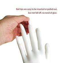 Mano de práctica para uñas acrílicas - Mano de silicona para práctica de uñas, puntas de uñas mejoradas que nunca se caen, mano de maniquí para práctica de uñas postizas, mano de maniquí flexible para práctica con 50 piezas de puntas de uñas. - Blanco - Ver 7
