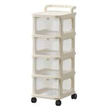 Piorlado 4-Tier Foldable Storage Trolley Rolling Mobile Shelf Multi-Layer Organizer Rack For Kitchen Bathroom Bedroom Laundry Home Storage - White - View 1