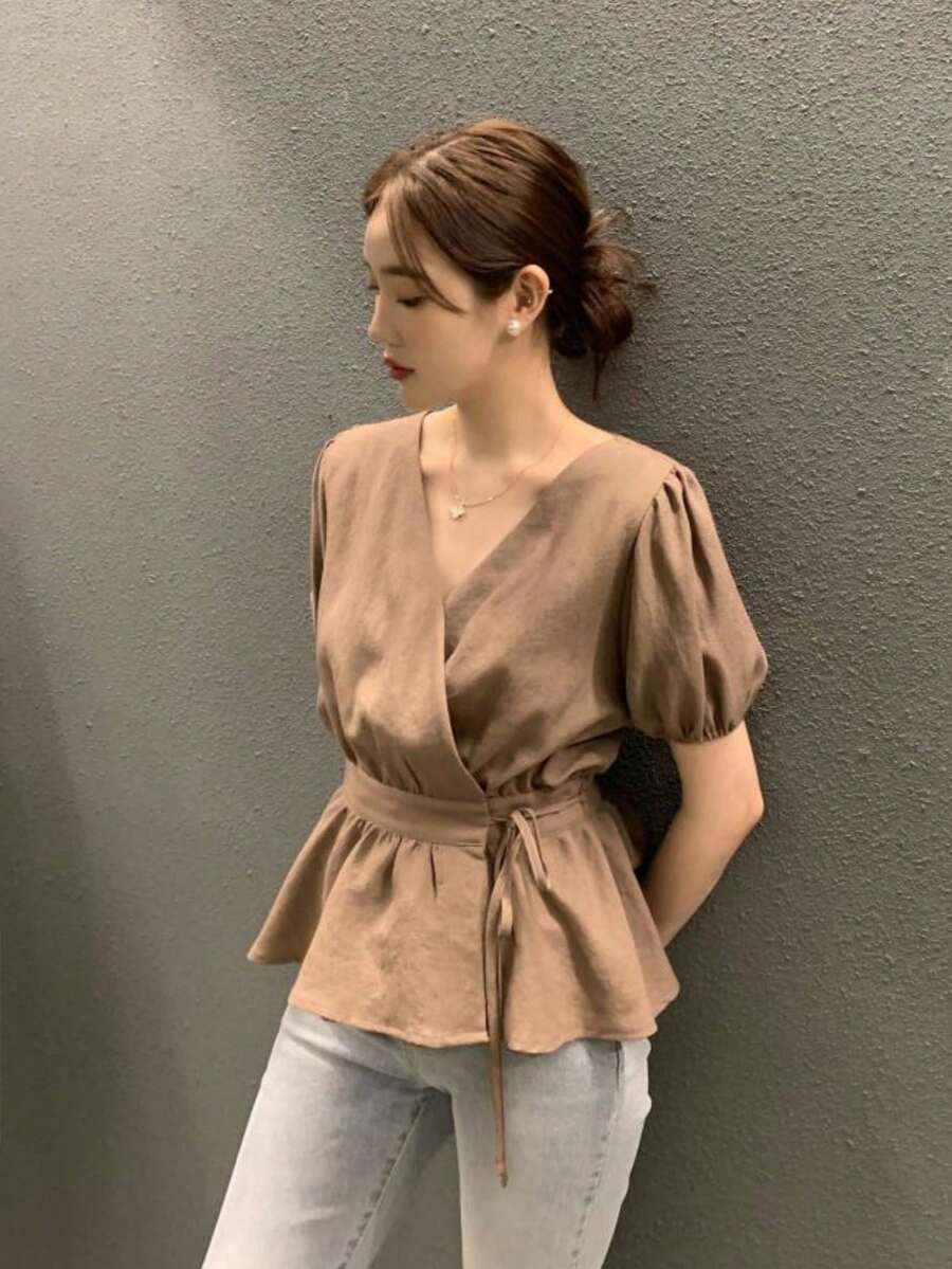 Women Blouses & Shirts - Apricot - View 1