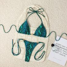 2026 Three-Piece Sexy Backless Mesh Bikini For Women, Strapless Hot Spring Swimsuit - 花色 - 查看 7