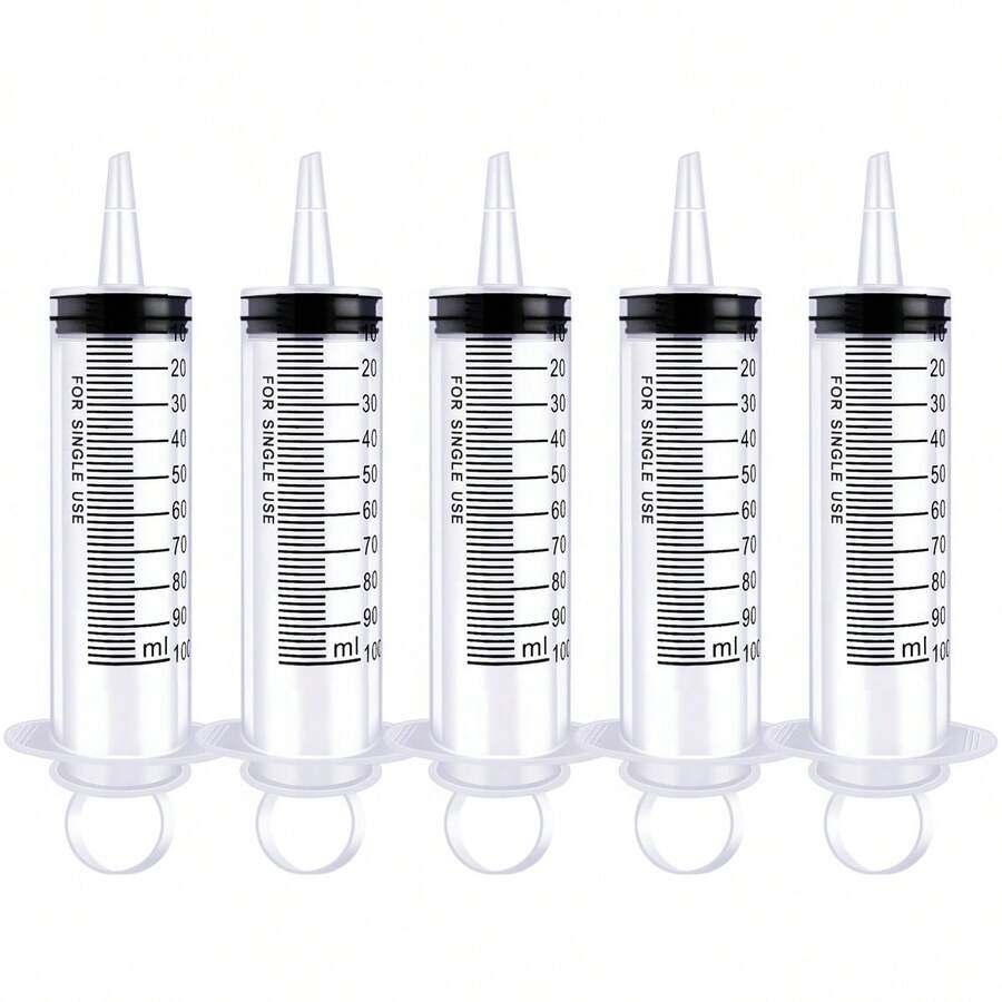 100ml Syringe For Industrial, Scientific, Measuring, Watering, Pet Feeding, Liquid Refilling And Dispensing - 5 Pack - 5Pcs - View 1