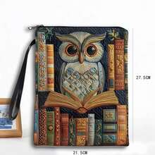 Pink Bookstore Theme Zipper Book Cover, With Front Pocket, Paperback Book Protector, Paperback Book Cover, Book Sleeve, Book Protector, Book Bag, Printed Book Sleeve Book Bag With Front Pocket, Washable Book Box, Multi-Functional Book Storage Bag, Suitable For School, Students, Teachers, Book Lovers,Back To School - Owl - View 4