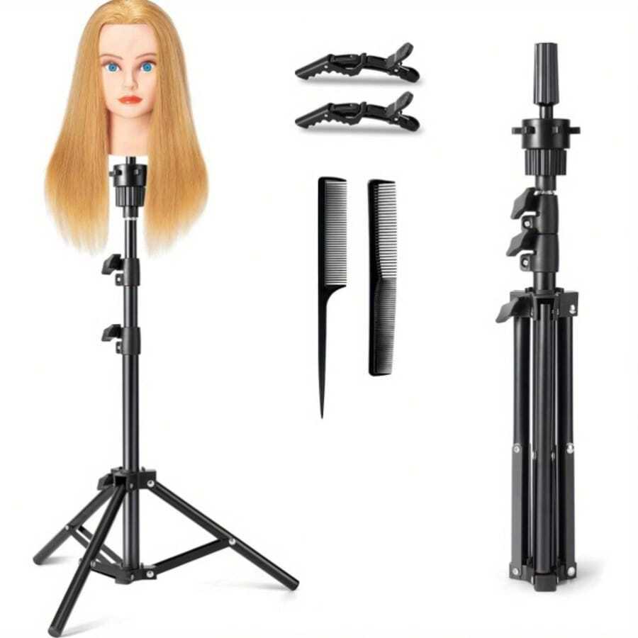 Tripod Penyangga Wig yang Dapat Diatur Ukurannya 43 Inci dengan Dudukan Kepala Manekin, Rak Latihan Penataan Rambut Tugas Berat, Tripod Pelatihan Kecantikan yang Diperkuat, Cocok untuk Desain Gaya Rambut (Kepala Manekin Tidak Termasuk) - View 1