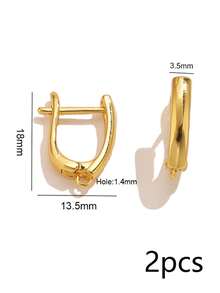 2 Stücke/Set Kupfer Mehrzweck Ohrring Zubehör, mit hochtransparenten weißen Zirkonia besetzt, mehrere Stile verfügbar: Blatt/Rund/Balken/U-Form, DIY Anhänger Ohrring Herstellungsmaterialien - Ohrringe - Übersicht 10