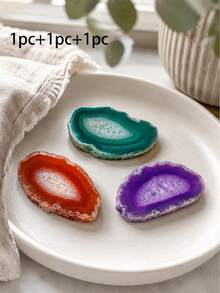 Exquisite Red, Green, Purple Agate Slice Set (With Gift Box) - Authentic Healing Stones For Chakra Balancing, Reiki Therapy And Positive Energy. Unique Birthday And Holiday Gift For Gemstone Collectors, Stunning Desktop Decor - Multicolor - View 12