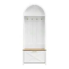 Multifunctional Cabinet With Shoe Rack, Shelf, And Hooks – Entryway Coat Rack, Sturdy MDF Construction, Modern Design, Durable Iron Legs, Practical Storage - 白色 - 查看 6