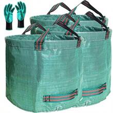 3-Pack Professional Lawn Mower Bags, 137 Gallons, D34 X H34 Inches, With Gardening Gloves, Extra Large Reusable Leaf Bag, Grass Clippings Bag, Container - 如圖所示 - 查看 1