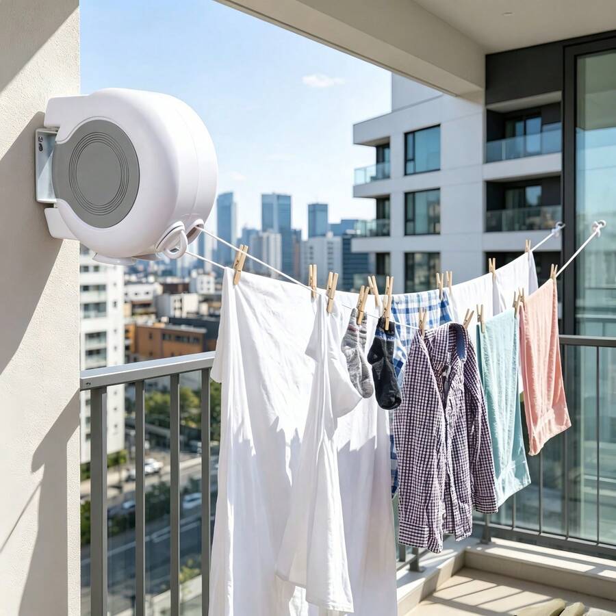 Wall-Mounted Retractable Clothes Drying Line, Dual-Track Extendable Clothes Drying Rope, Portable Outdoor Clothes Drying Line, Space-Saving Home Clothes Drying Rack - Made Of ABS Material, 3mm Thickness, 15m Dual-Track (30m), 13m Dual-Track (26m), Clothes Drying Rope, Clothes Drying Line