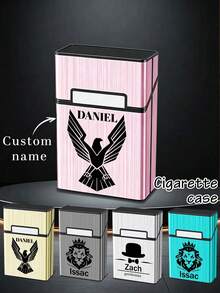 1/2Pcs Estuche de cigarrillos personalizado, estuche de cigarrillos magnético con nombre grabado personalizado, estuche de cigarrillos con tapa abatible personalizable y elegante, capacidad para 20 cigarrillos, regalo personalizado para el Día del Padre, portacigarrillos, regalos de aniversario, regalos para padrinos de boda - Estilo A - Ver 7