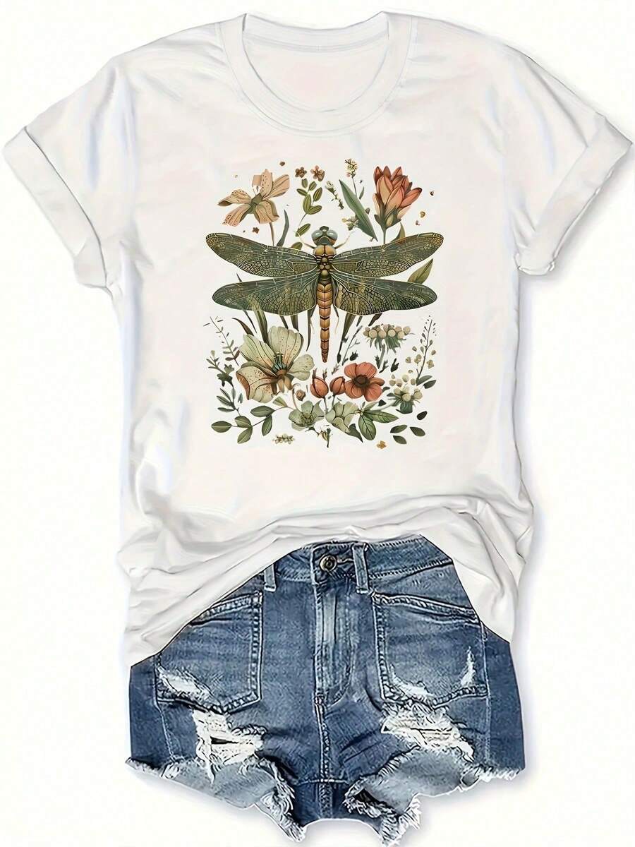 Women's Casual Short Sleeve T-Shirt, Soft And Breathable Cotton Blend, Round Neck, Regular Fit, Basic T-Shirt, Lightweight And Comfortable For Everyday Wear In Summer, Spring And Autumn (Comfort) - 白色 - 查看 1