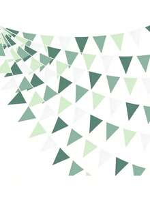 1 peça Bandeira de Bunting Verde Sálvia e Branco com Bandeiras Triangulares e Guirlanda de Flores, Adequada para Decorações de Natal, Aniversário, Festa de Formatura, Noivado, Casamento, Verão, Casa, Jardim e Festa de Golfe de Verão, Natal - multicolorido - Ver 5