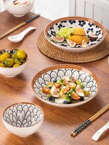 2 Bowls 2 Chopsticks 1 Plate/4 Bowls 4 Chopsticks 4 Spoons 2 Plates Ceramic Bowl And Plate Set, Suitable For Serving Homemade Dishes, Soy Sauce, BBQ, Hot Pot, Pickles, Snacks, Vinegar, Desserts, Ice Cream, Sushi, Etc., Ideal For Home, Restaurant, Hotel, BBQ, Holiday Gifts, Kitchen Supplies - Multicolor - View 4