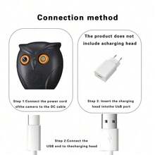 Caméra de surveillance - Design unique de hibou, vision nocturne couleur intelligente, alarme sonore et lumineuse IA, notification de détection de mouvement via application gratuite - Noir et Blanc - View 9