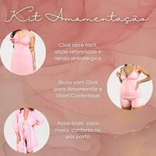 Plus Size 3-Piece Maternity Kit: Baby Doll, Nursing Nightgown, And Robe - 白色 - 查看 2