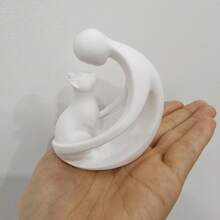 1件貓奴完美禮物，人與貓形狀雕像，現代抽象桌面裝飾品，寵物愛好者裝飾雕像，婚禮禮物，生日禮物，桌面裝飾 - 白色1件 - 查看 3