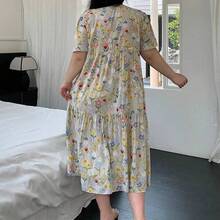 guang zhou mi qian shang mao  Plus Camisón largo y holgado con estampado floral de talla grande, ropa de dormir casual, camisón tipo "Moo Moo" - Blanco - Ver 8