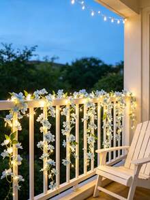 2M 20 LED Artificial Flower Vine String Lights For Living Room Bedroom Decoration, Wedding Romantic Fake Flower Colorful LED String Lights For Holiday Decor - Blue - View 8